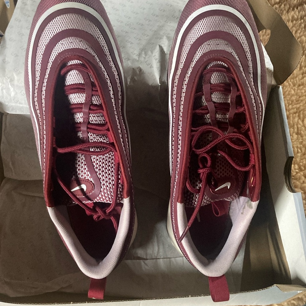 Nike Air Max 97 Burgundy and White Sneakers